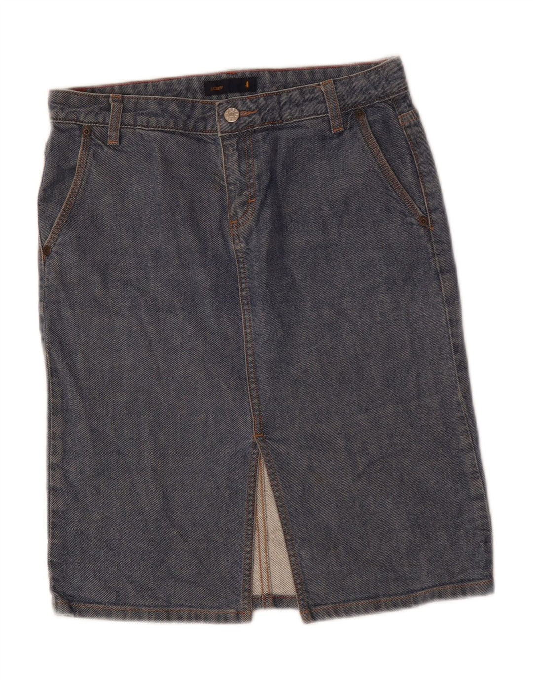 J. CREW Saia jeans feminina US 4 pequena W30 algodão azul