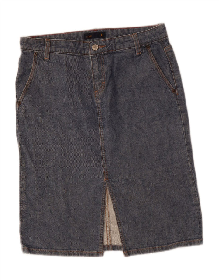 J. CREW Saia jeans feminina US 4 pequena W30 algodão azul