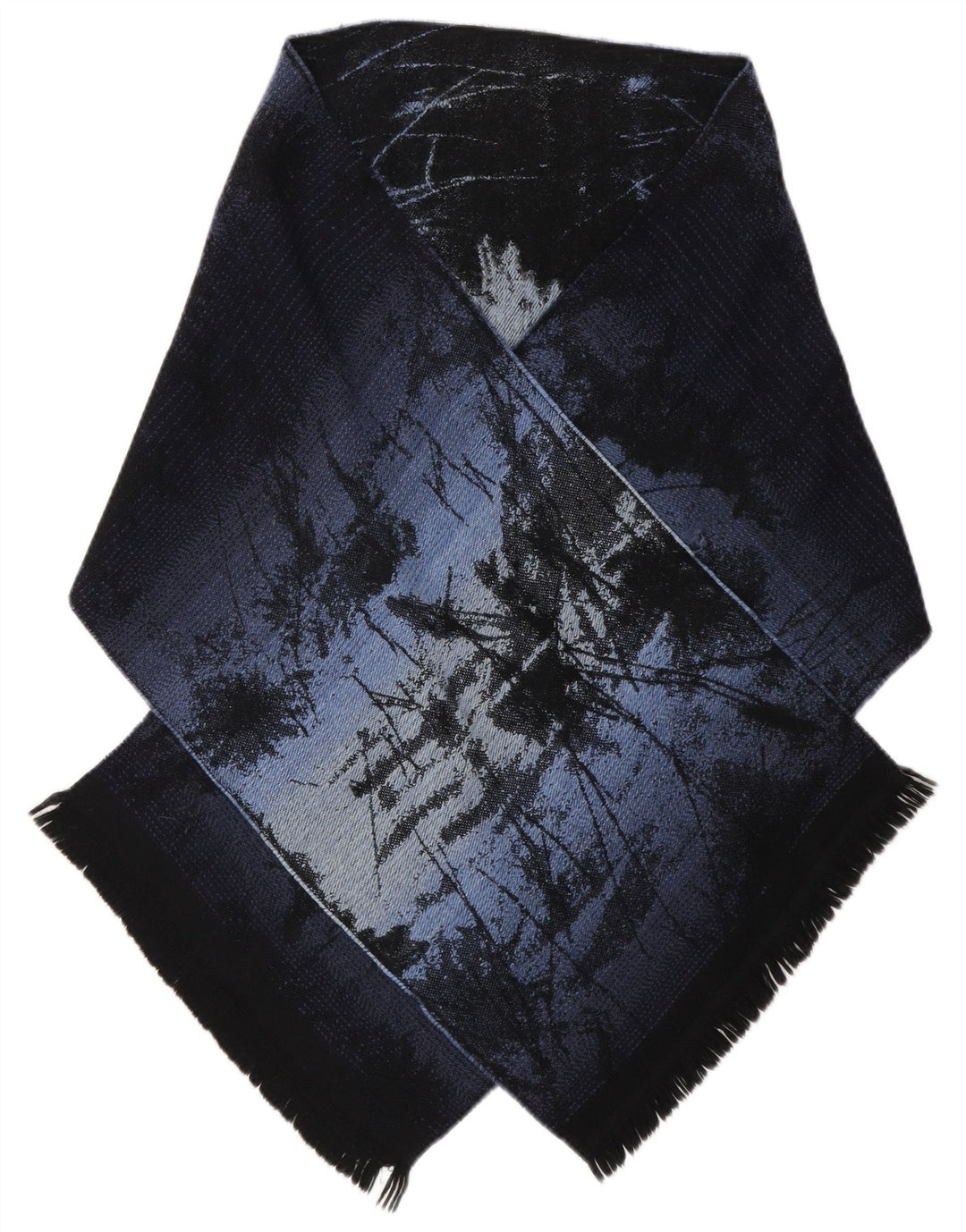 Lenço feminino Kenzo com padrão abstrato retangular de lã azul marinho tamanho único
