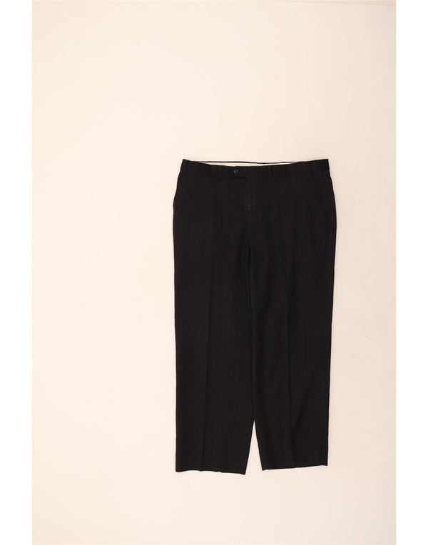 Calça masculina de terno reto Marks & Spencer W38 L29 listrada azul marinho