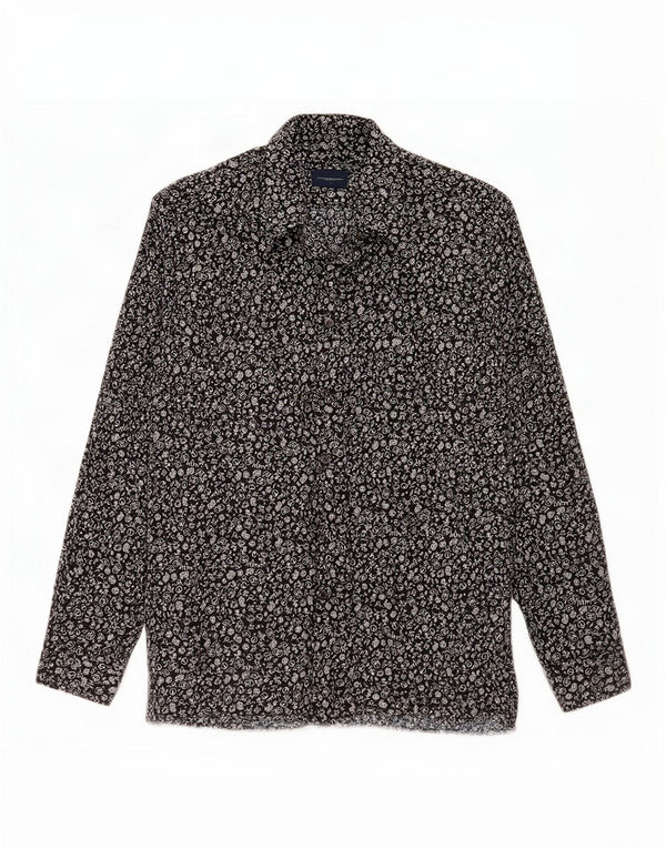 Camisa masculina com estampa abstrata Abercrombie & Fitch pequena preta