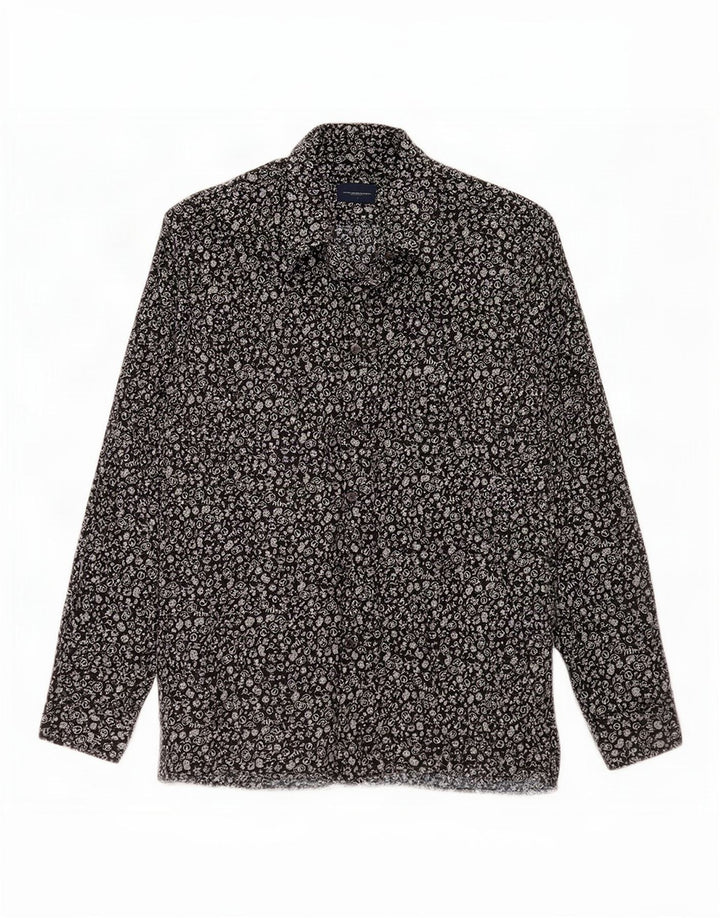 Camisa masculina com estampa abstrata Abercrombie & Fitch pequena preta