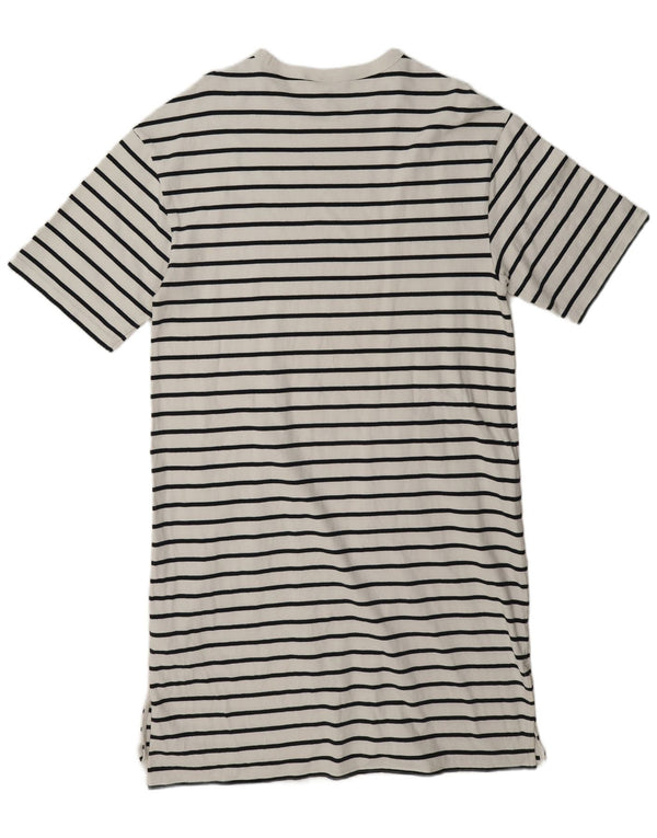 Vestido camiseta feminino Gap Reino Unido 14 algodão listrado branco médio