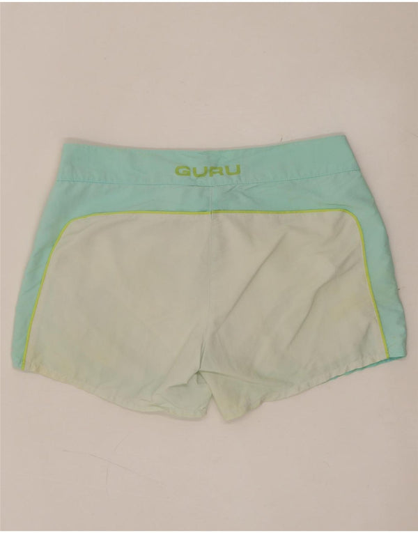 Shorts de natação feminino gráfico GURU Reino Unido 14 grande bloco colorido branco
