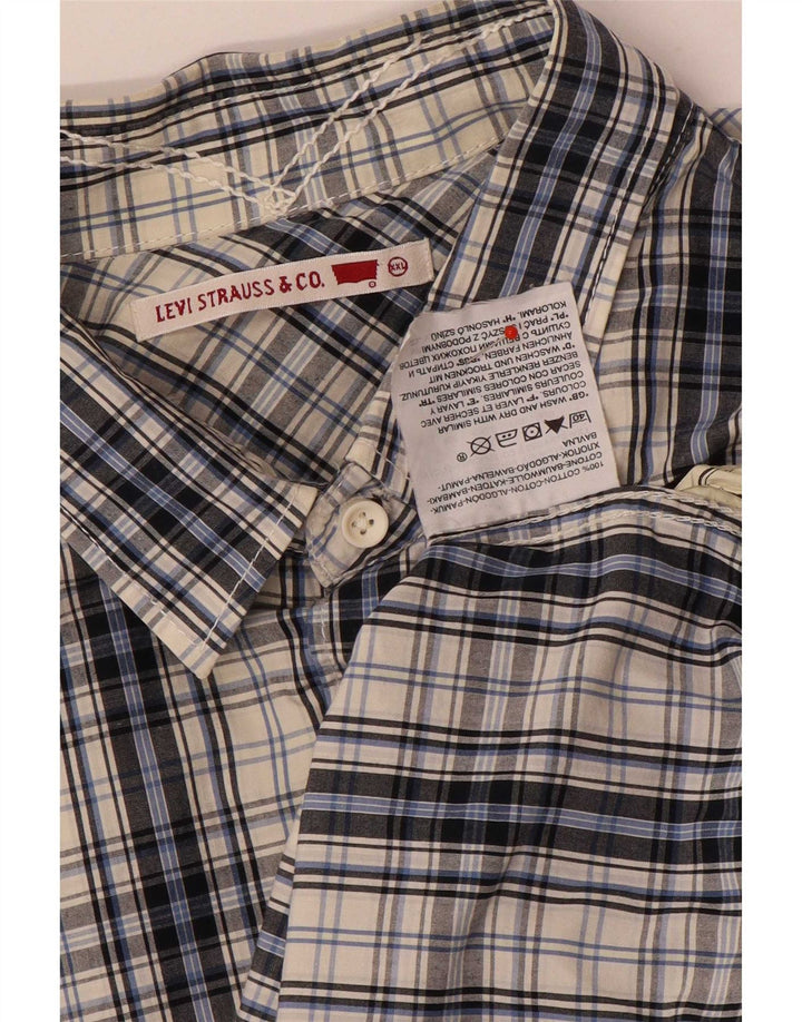 Camisa masculina de manga curta Levi's 2XL algodão xadrez azul