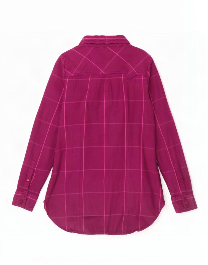 Camisa Vans Feminina UK 10 Pequena Roxa Xadrez Algodão