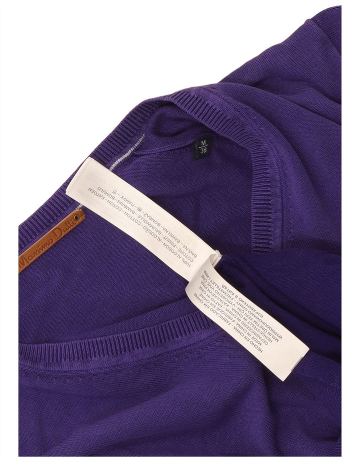 Suéter masculino Massimo Dutti com decote em V de algodão roxo médio