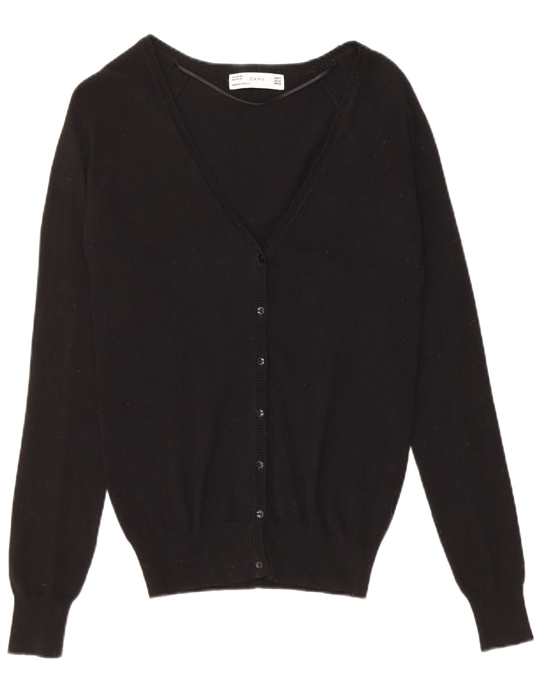 Suéter cardigã feminino Zara Reino Unido 12 algodão preto médio