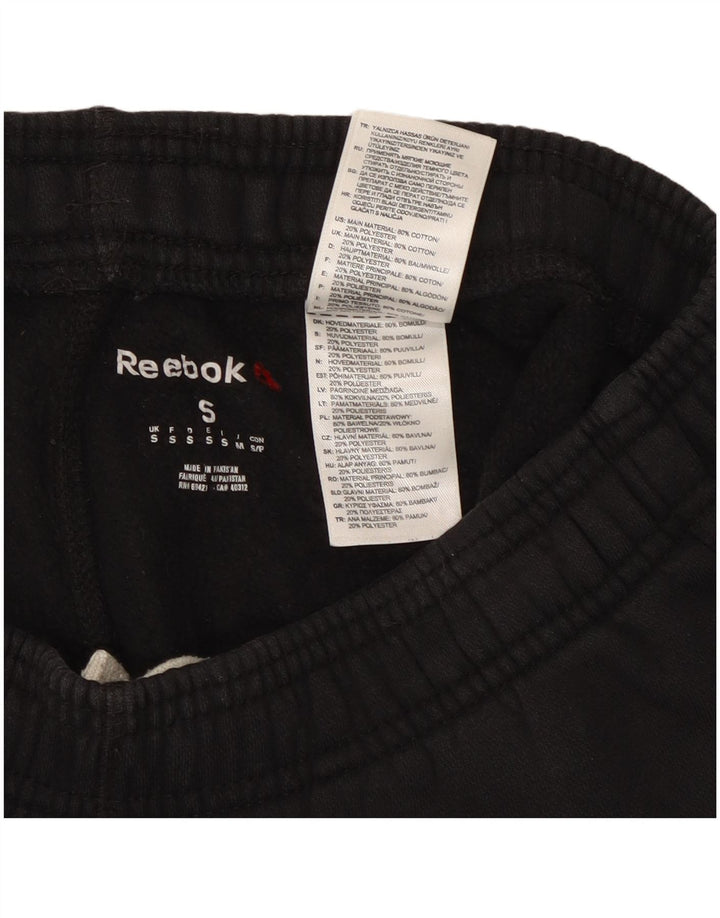 Reebok Mens Treino Calças Joggers Pequeno Algodão Preto