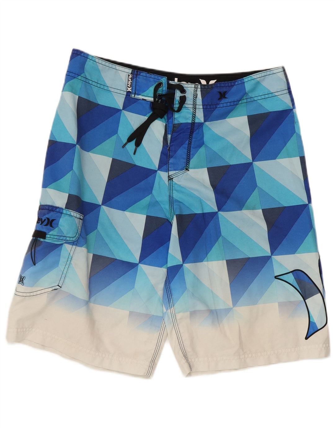 Shorts de natação Hurley masculino gráfico médio azul geométrico