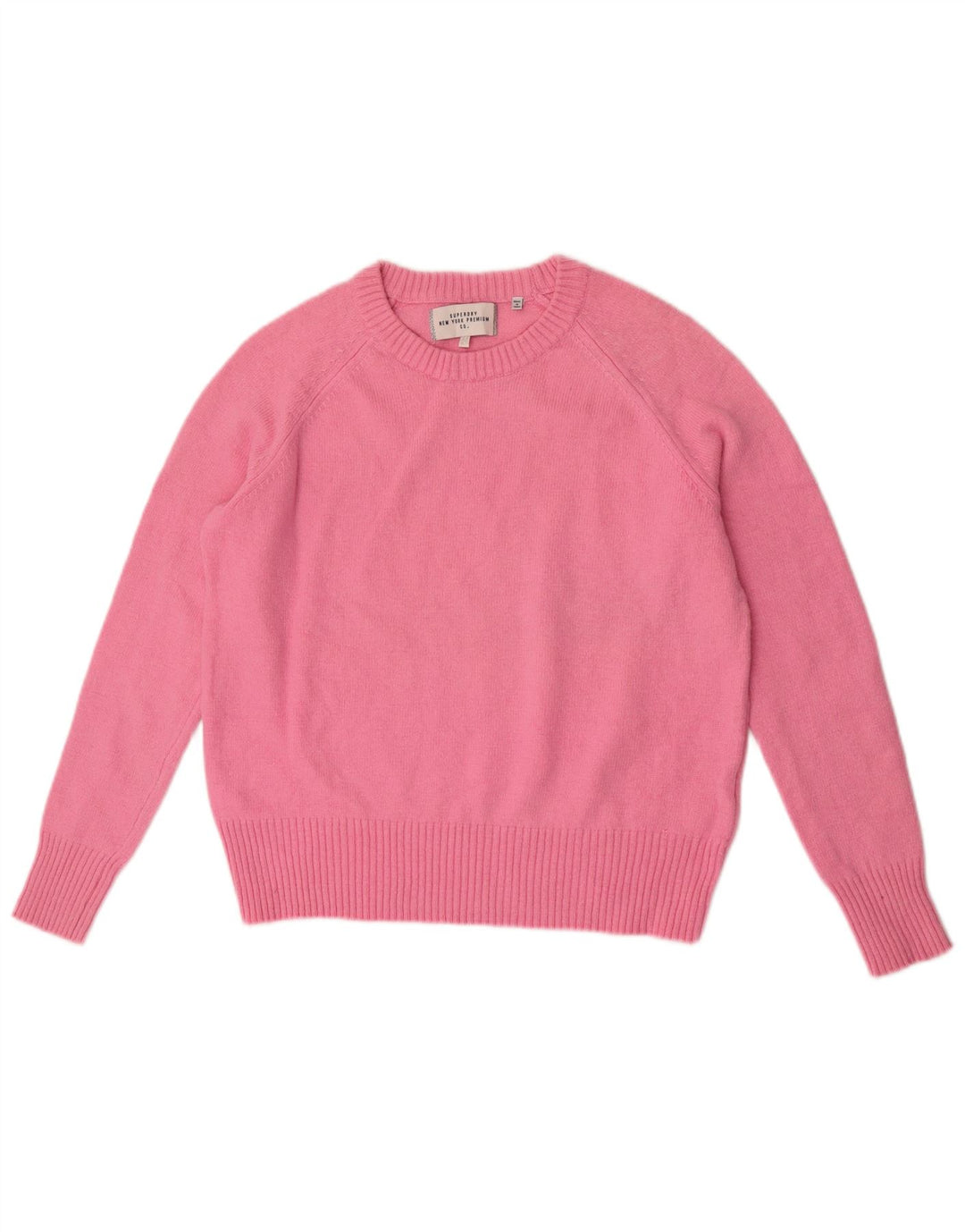 Suéter feminino Superdry com gola redonda, Reino Unido 14, rosa médio