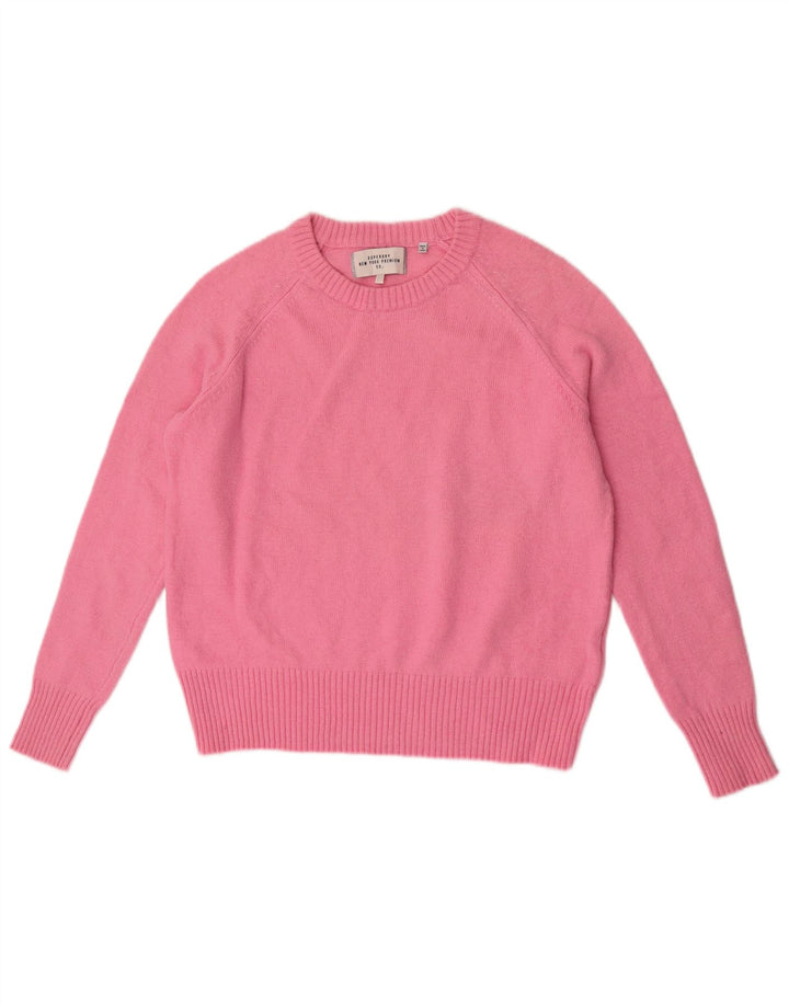 Suéter feminino Superdry com gola redonda, Reino Unido 14, rosa médio