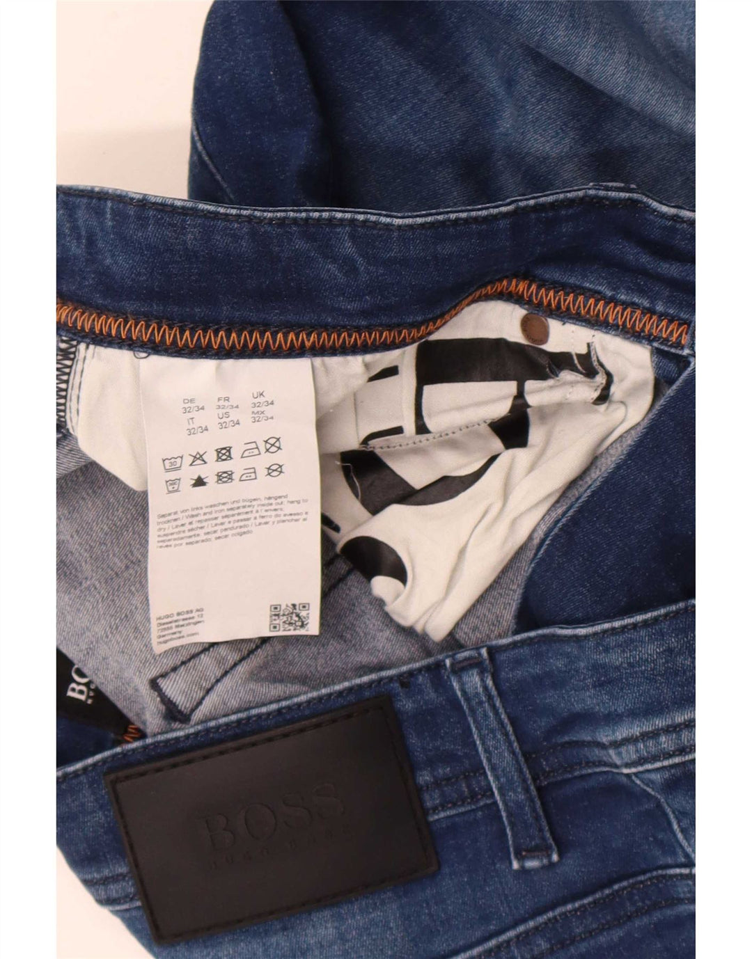 Hugo Boss feminino Delaware Slim Jeans W32 L34 azul algodão