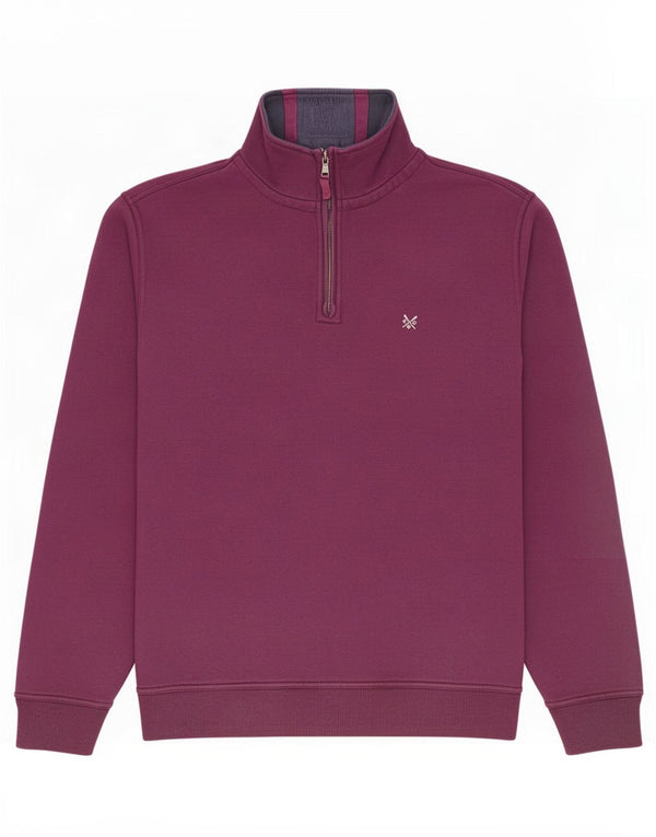 Crew Clothing Mens moletom com zíper e gola em jumper XL marrom algodão