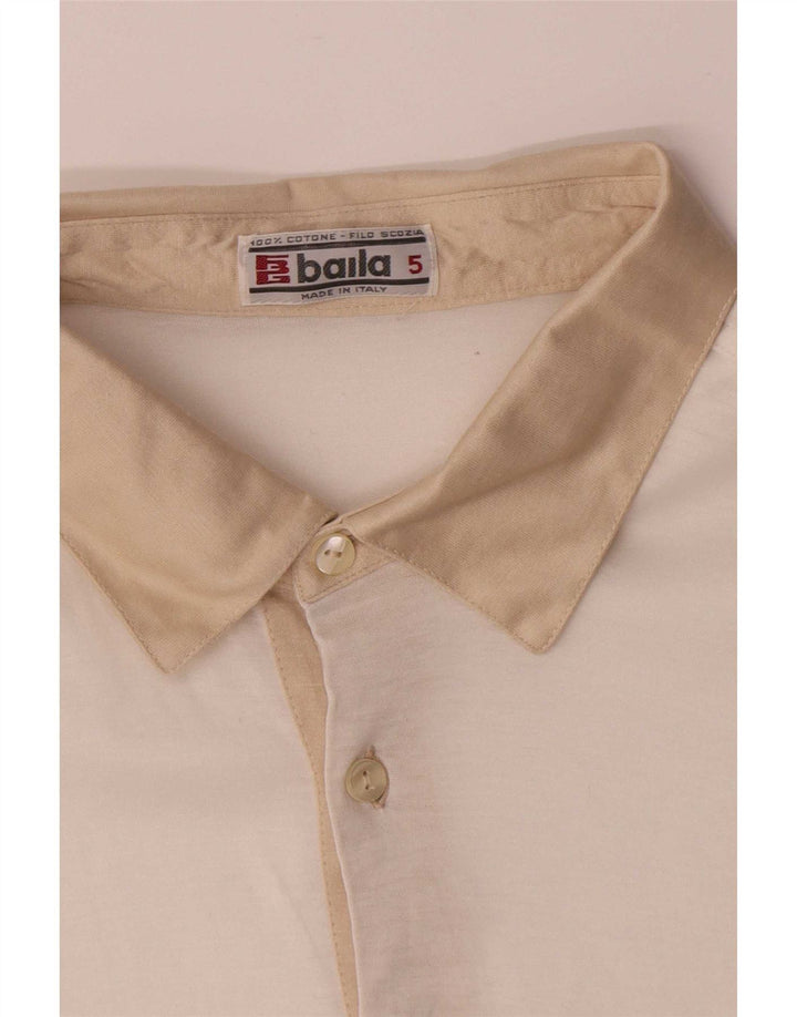 Camisa polo masculina Baila pequena bege algodão colorblock