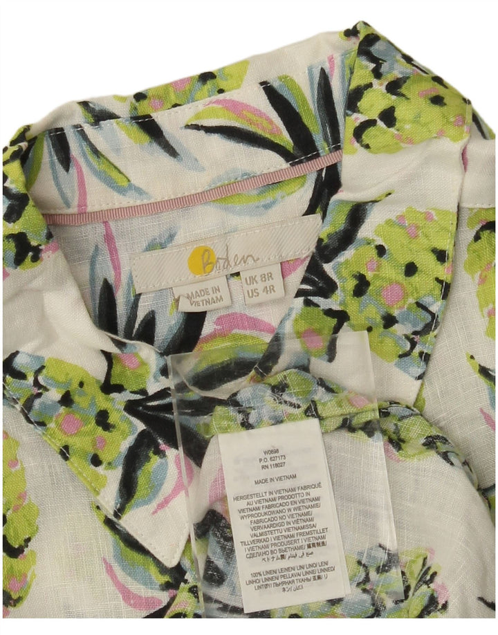 Camisa feminina Boden com estampa abstrata de palangre grande Reino Unido 8 verde pequeno