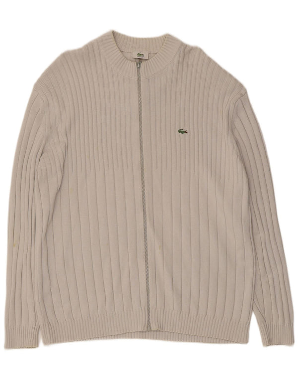 Suéter masculino Lacoste Full Zip Cardigan tamanho 7 2XL algodão branco