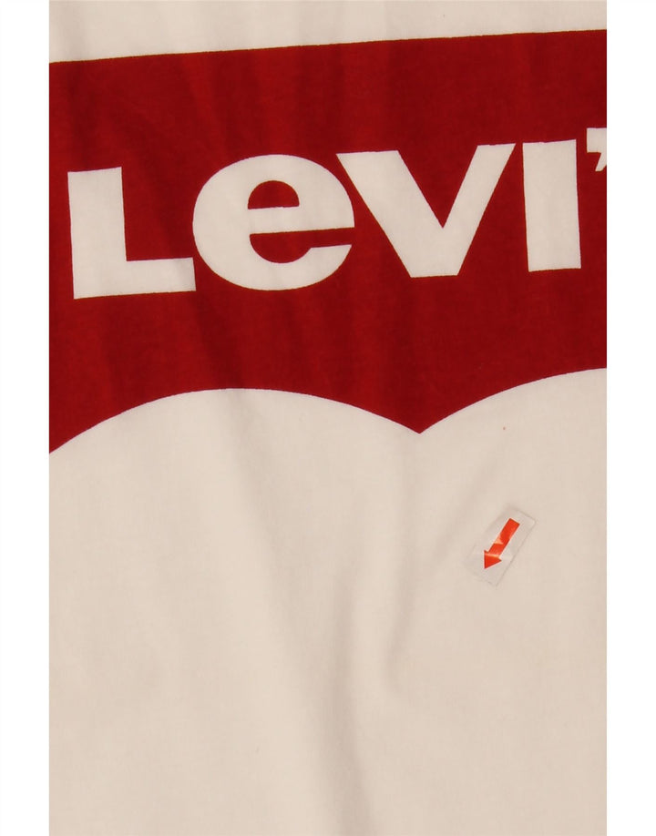 Camiseta feminina gráfica LEVI'S UK 10 algodão branco pequeno