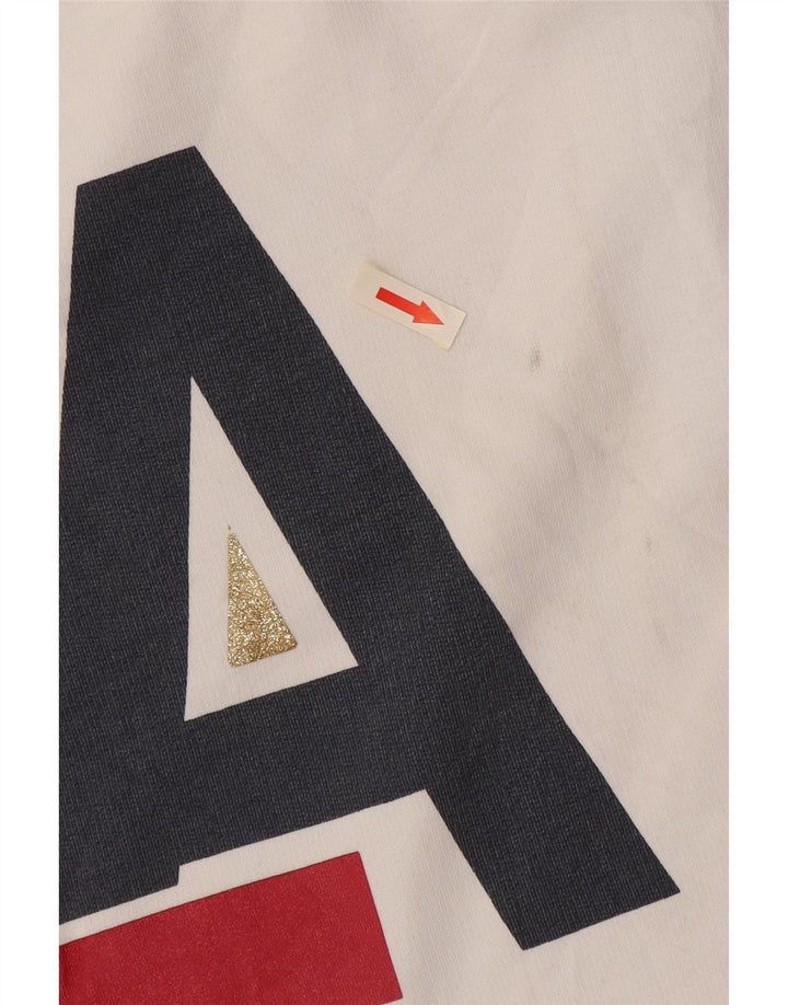 Suéter gráfico feminino Guess UK 16 grande algodão branco