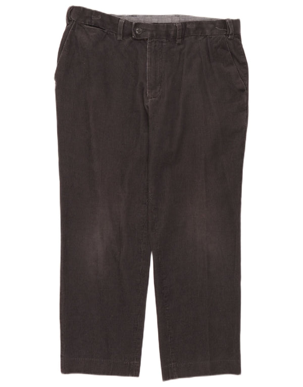 Calça masculina reta de veludo cotelê Marks & Spencer W36 L29 algodão cinza