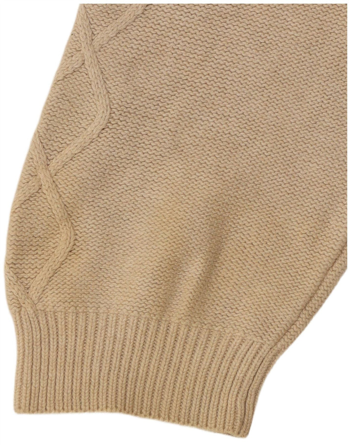 Suéter masculino Marks & Spencer com ajuste personalizado e gola redonda, grande bege