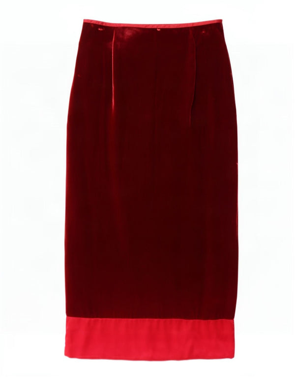 Monsoon Saia reta feminina de veludo UK 14 médio W30 marrom colorblock