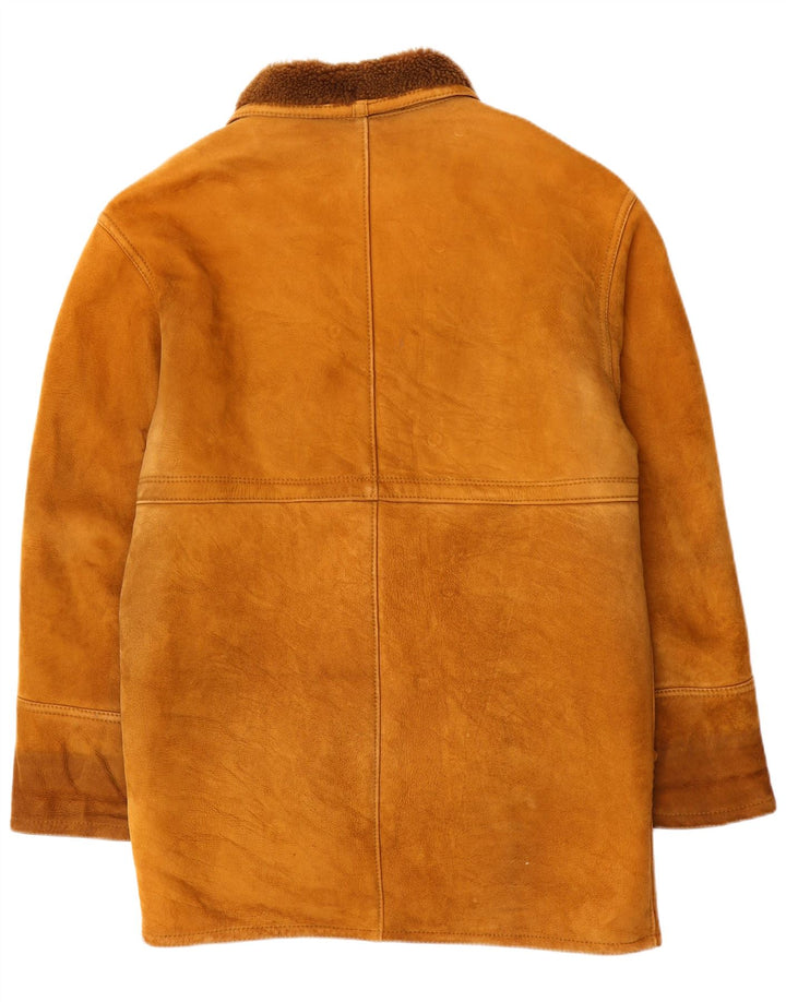 Sobretudo masculino vintage de shearling IT 46 pequeno marrom shearling