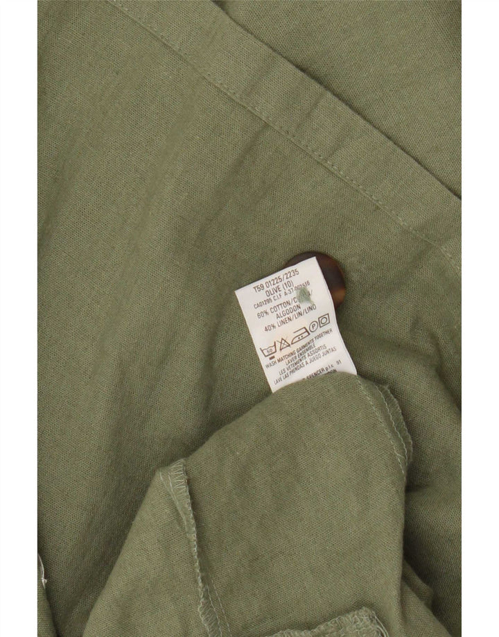 Jaqueta blazer feminina de manga curta Marks & Spencer Reino Unido 10 pequena cáqui