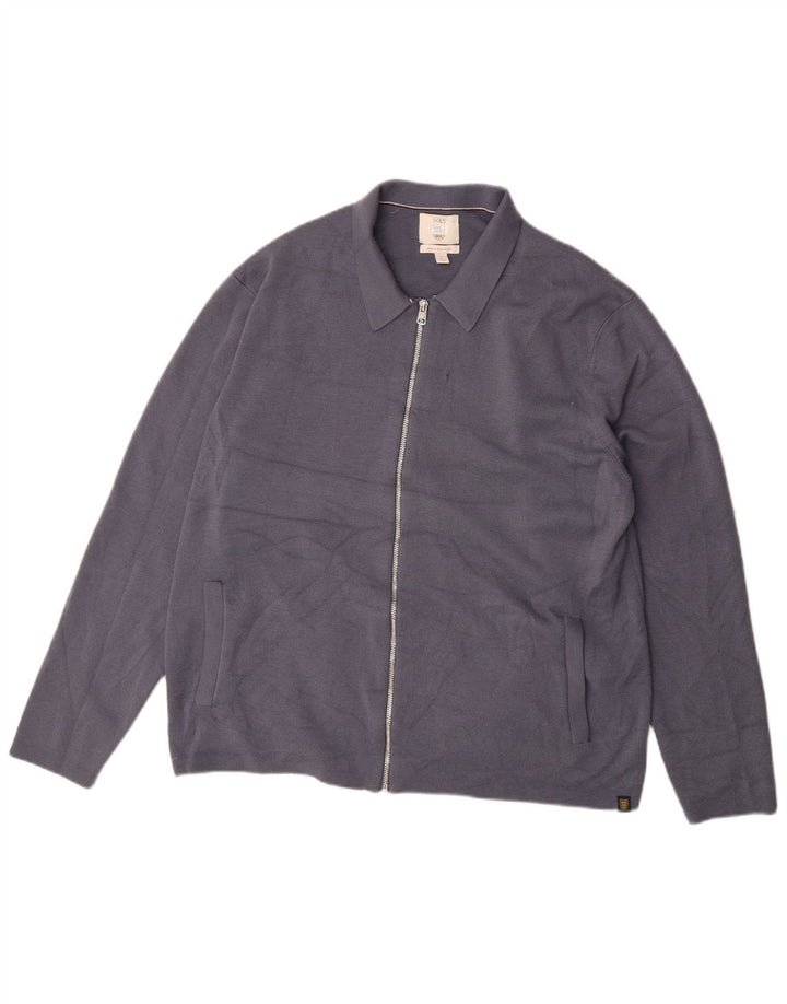 Suéter cardigã masculino Marks & Spencer XL azul lã merino