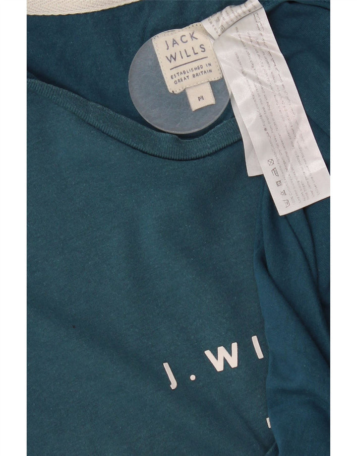 Camiseta masculina gráfica Jack Wills Top algodão azul médio