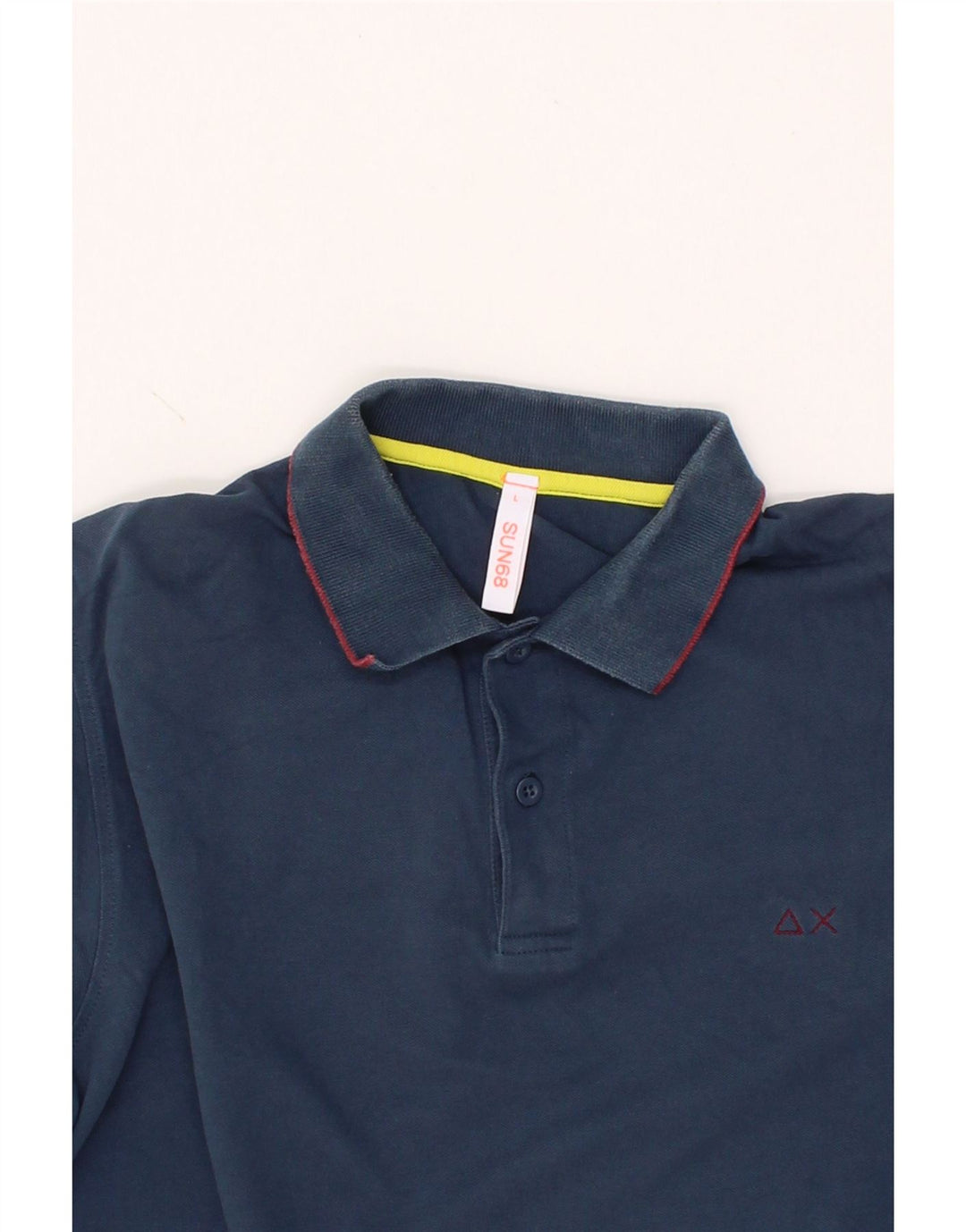 SUN68 Mens Polo Shirt Large Navy Blue Cotton Vintage Sun68 and Second-Hand Sun68 from Messina Hembry 