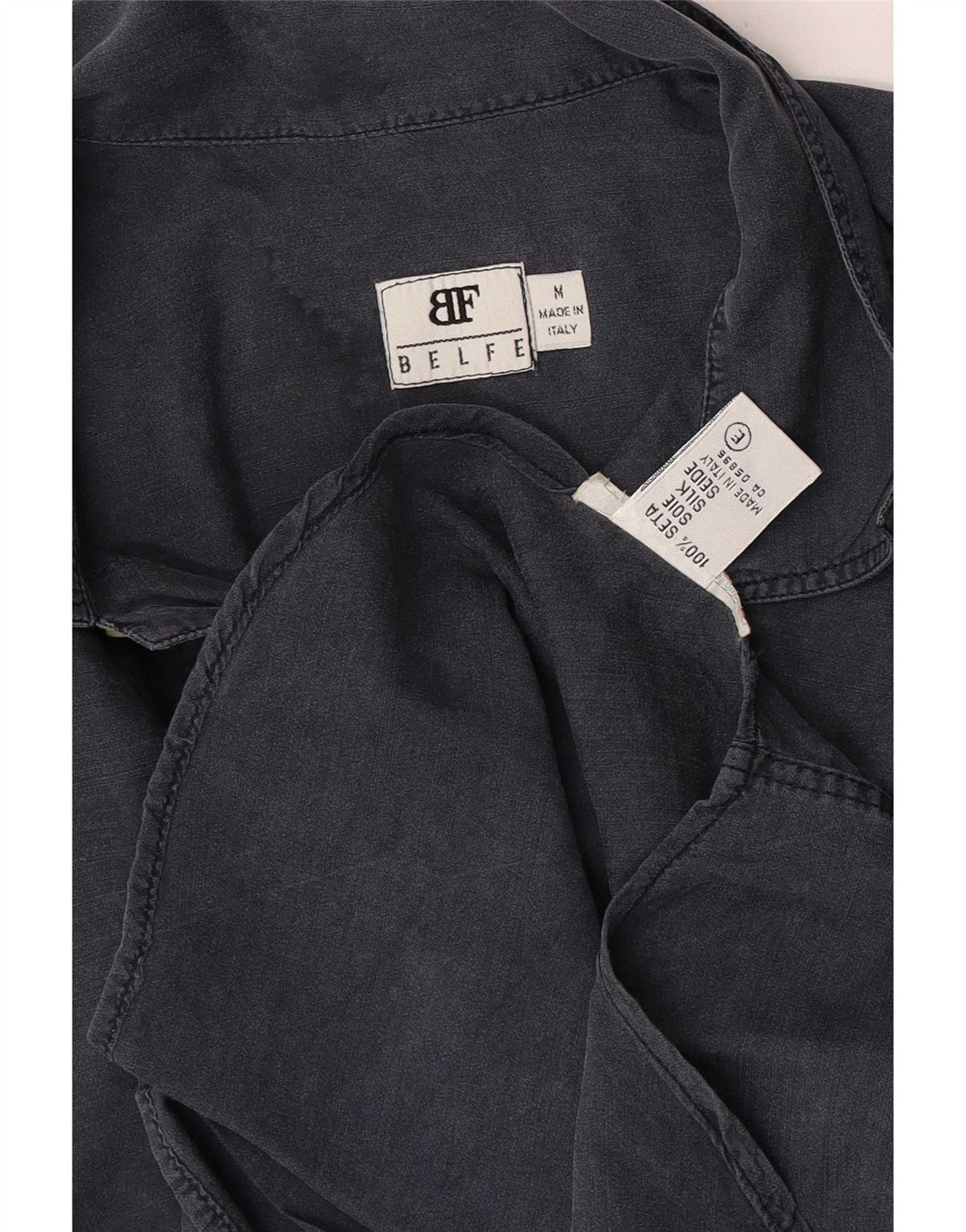 Belfe & Belfe Camisa pulôver masculina de manga curta seda cinza médio