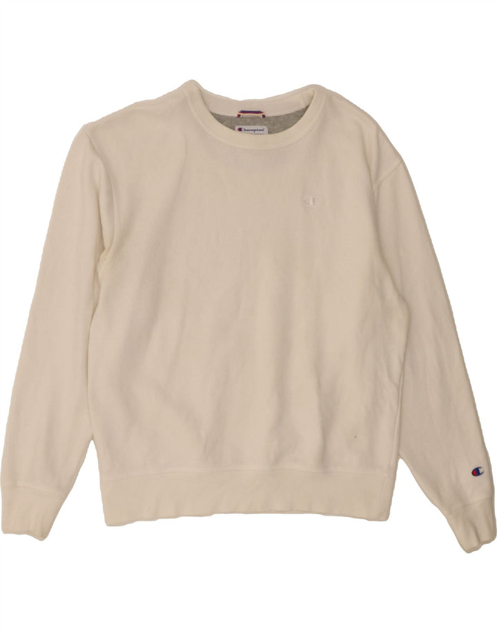 CAMPEÃO Moletom Masculino Jumper Grande Algodão Branco