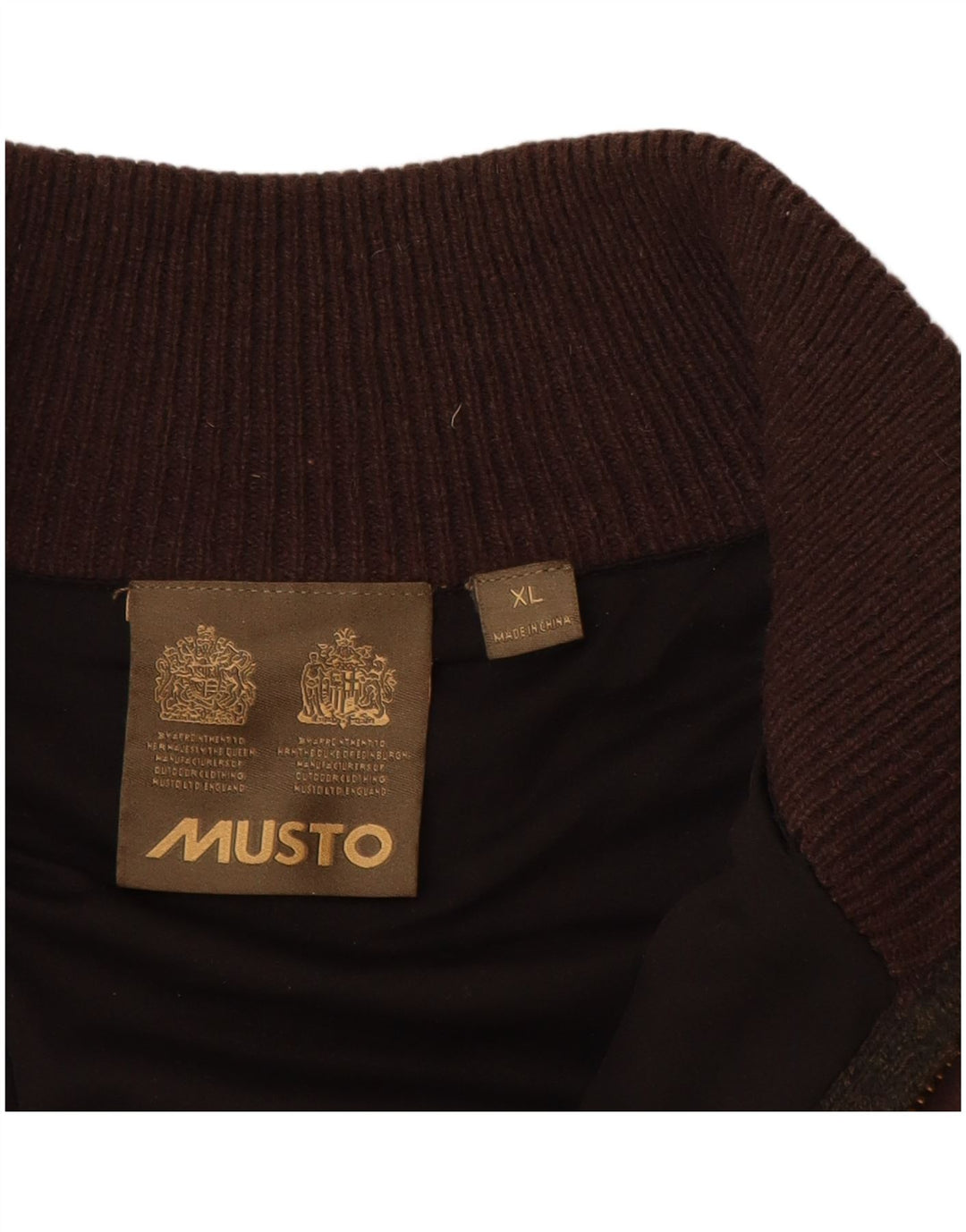 Suéter masculino Musto com zíper e gola XL em lã de carneiro marrom