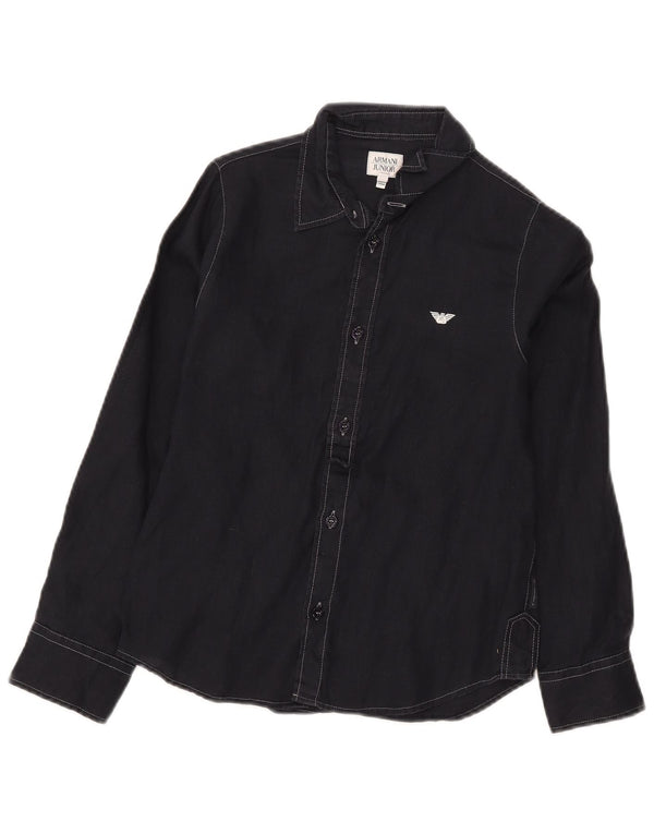 Camisa Armani Teen Boys 9-10 Anos Linho Preto