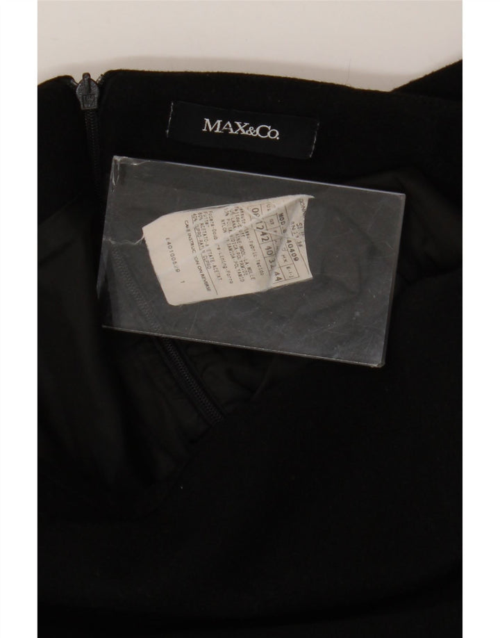Saia evasê feminina Max & Co. Reino Unido 12 médio W32 lã preta