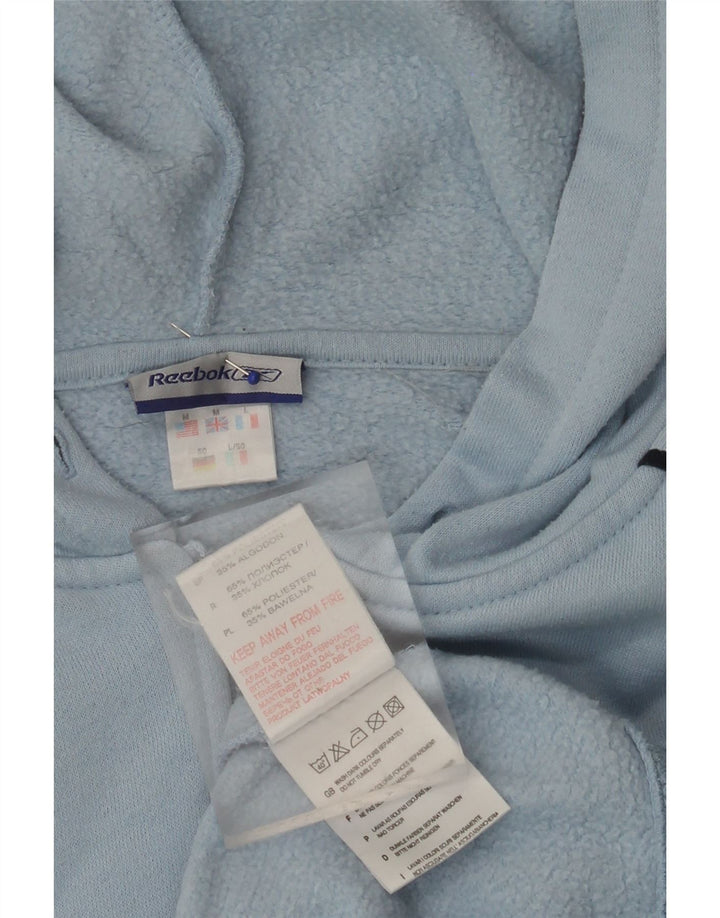 Suéter masculino REEBOK com capuz e zíper gráfico azul médio poliéster