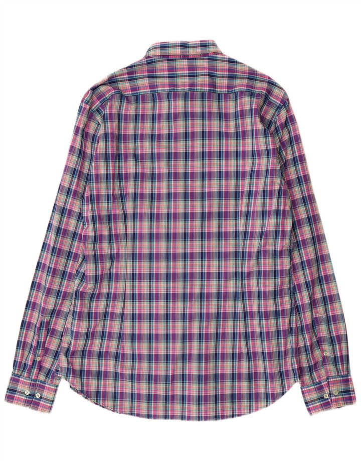 Camisa masculina Henry Cottons tamanho 43 XL algodão xadrez multicolorido