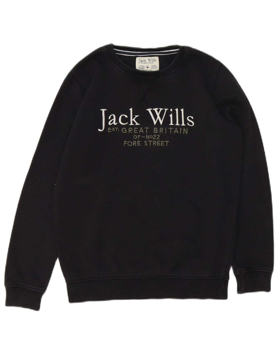 JACK WILLS Boys Graphic Sweatshirt Jumper 10-11 Years Black Cotton