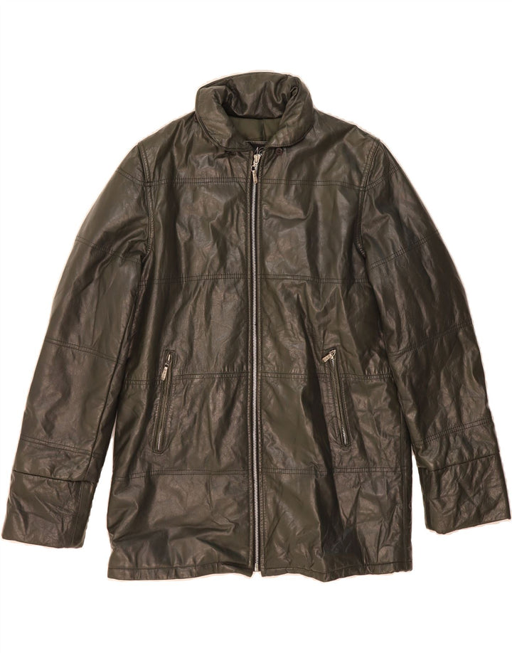 VINTAGE Womens Leather Jacket IT 42 Medium Green Leather Vintage Vintage and Second-Hand Vintage from Messina Hembry 
