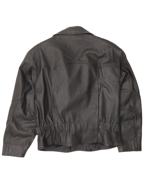 Vintage Mens Leather Biker Jacket UK 38 Medium Black Leather