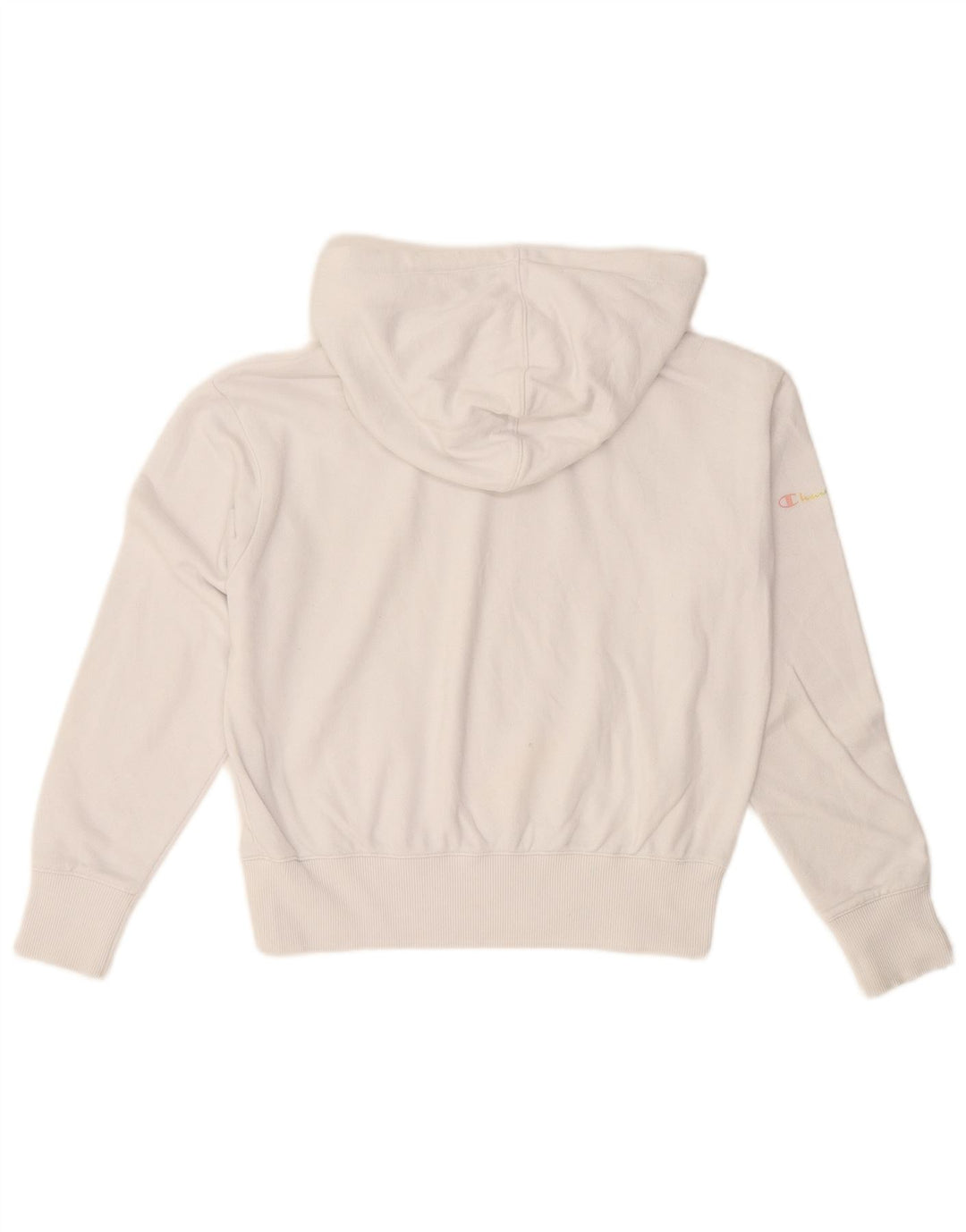 CHAMPION Suéter feminino com capuz e estampa oversized UK 6 XS algodão branco