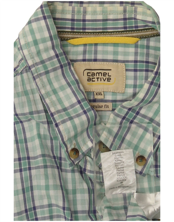 Camel Active Camisa masculina de manga curta regular fit 2XL algodão xadrez verde