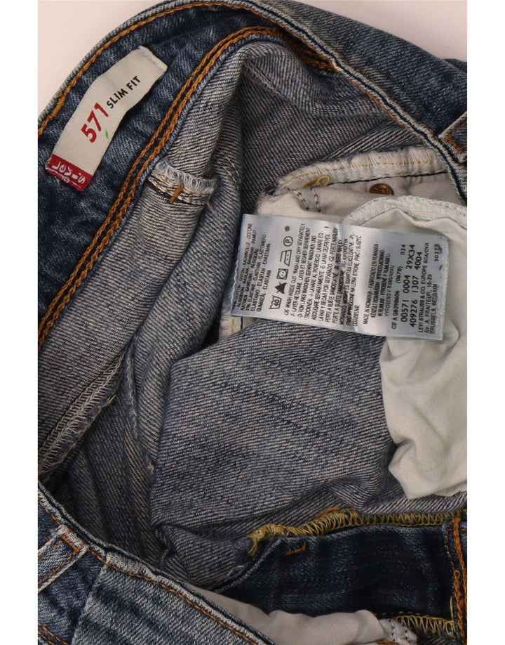 Calça jeans feminina Levi's 571 Slim W29 L30 azul algodão