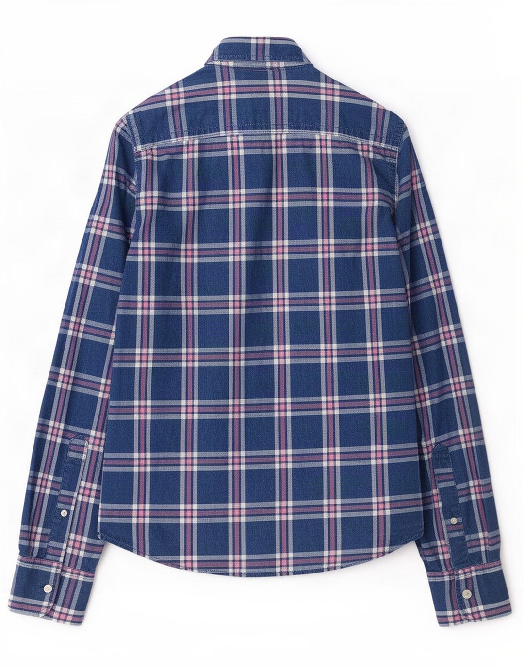 Camisa masculina de flanela Abercrombie & Fitch de algodão xadrez azul médio
