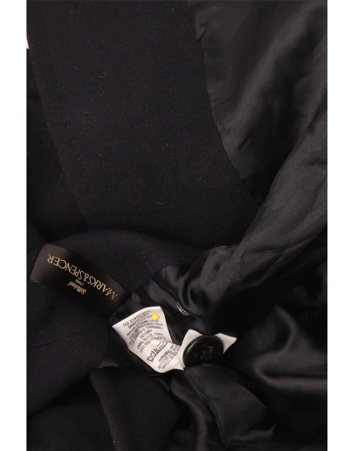 Casaco feminino Marks & Spencer com peito duplo UK 10 pequeno lã preta