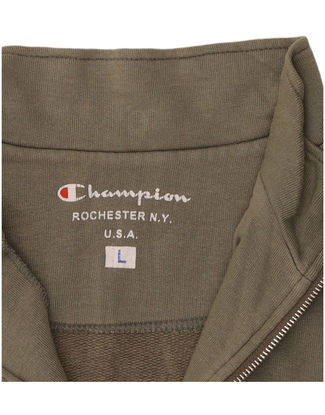 CHAMPION Masculino NY Rochester moletom com zíper e gola alta de algodão verde