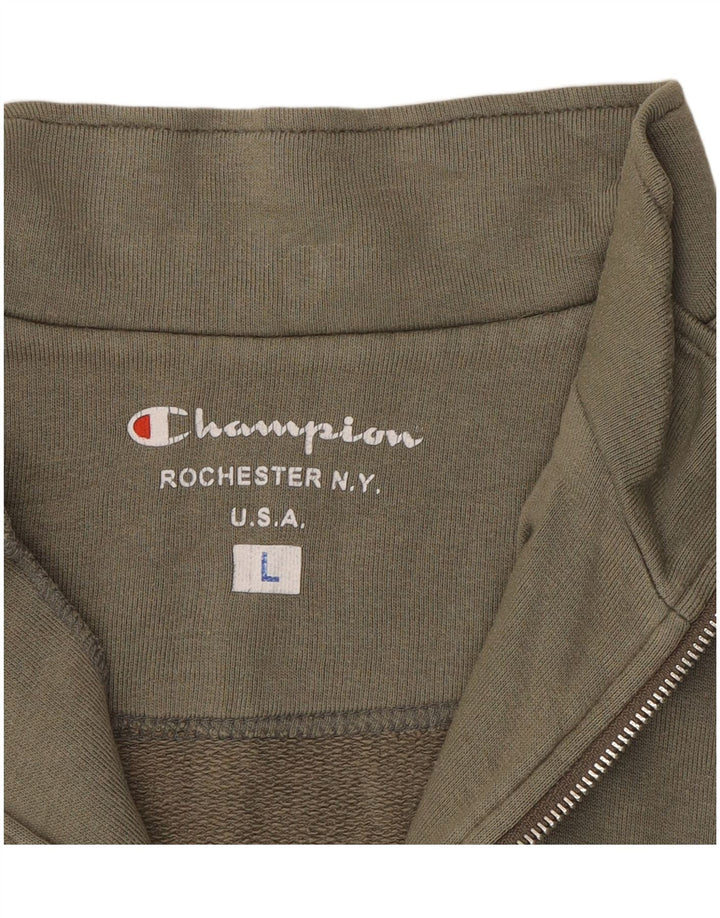 CHAMPION Masculino NY Rochester moletom com zíper e gola alta de algodão verde