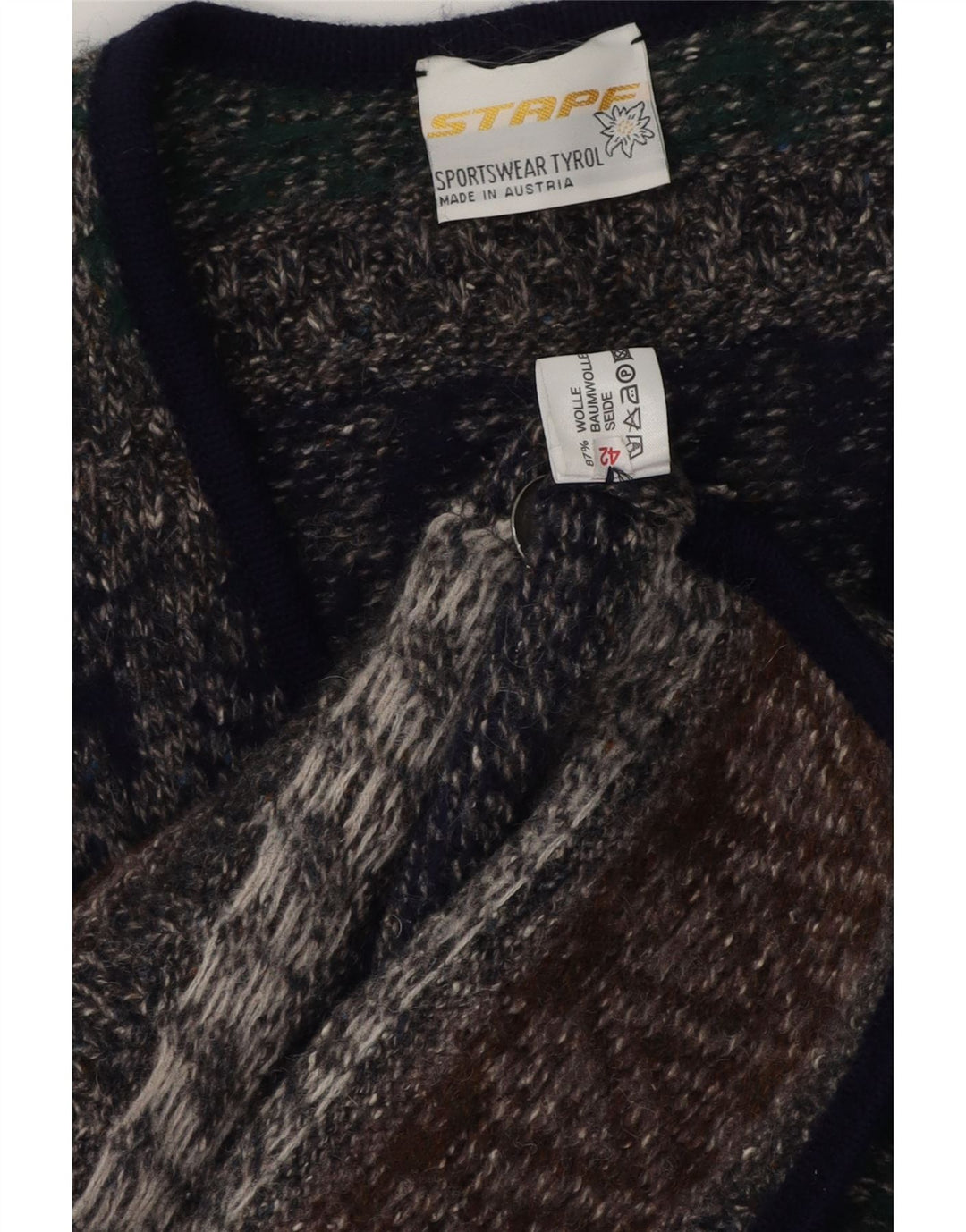 Suéter cardigã feminino Stapf UE 42 grande multicolorido Fair Isle