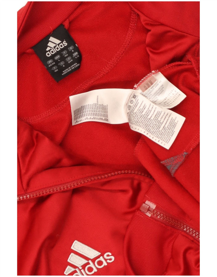 Adidas Mens Tracksuit Top Jacket UK 44/46 Grande Vermelho Colorblock Poliéster